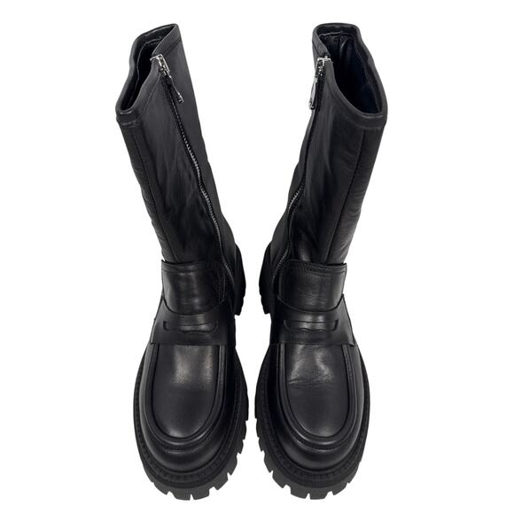 Free People Madison Platform Loafer Boot Women's 7.5 EU 37.5 Chunky Sole Zip - Picture 7 of 11